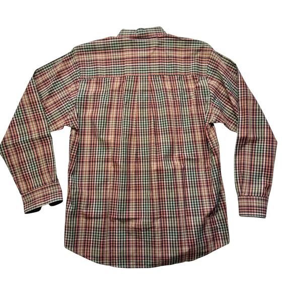 Cutter & Buck Button Down Gingham Check Long Sleeve Brown Shirt Men's Medium - Picture 7 of 10
